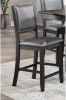 Contemporary Dining Room 7pc Set Grey Finish PU Counter Height Dining Table w Shelf and 6x High Chairs Fabric Upholstered seats Back Counter Height Ch