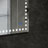 48X36 Inch Led-Lit Bathroom Mirror, Wall Mounted Anti-Fog Memory Rectangular Vanity Mirror With Tri-White Front Circular Light And Touch Sensor Dimmer