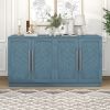 TREXM Sideboard with 4 Doors Large Storage Space Buffet Cabinet with Adjustable Shelves and Silver Handles for Kitchen, Dining Room, Living Room (Anti