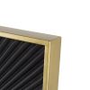 40" x 40" Square Carved Mirror with Pleated Design with Gold Iron Frame, Neutral Colorway Wall Decor for Living Room Bathroom Entryway