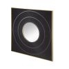 40" x 40" Square Carved Mirror with Pleated Design with Gold Iron Frame, Neutral Colorway Wall Decor for Living Room Bathroom Entryway