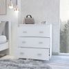 Classic Three Drawer Dresser; Superior Top; Handles -White