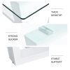 Table and chair set, rectangular dining table, equipped with 0.4 "tempered glass tabletop and white MDF trapezoidal support, paired with lattice armle