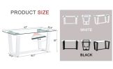 Table and chair set, rectangular dining table, equipped with 0.4 "tempered glass tabletop and white MDF trapezoidal support, paired with lattice armle