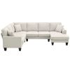 [VIDEO provided] [New] 108*85.5" Modern U Shape Sectional Sofa, 7 Seat Fabric Sectional Sofa Set with 3 Pillows Included for Living Room, Apartment, O