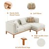 [VIDEO provided] [New] 75*50" Modern Sectional Sofa,Rustic L-shaped Couch Set with 3 Free Pillows,4-seat Linen Fabric Indoor Furniture with Chaise Lou