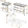 3-Pieces Bedroom Sets Full Size Bear-Shape Platform Bed with Nightstand and Storage dresser,Cream+Walnut
