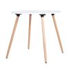 Round Dining Table with Beech Wood Legs, Modern Wooden Kitchen Table for Dining Room Kitchen (White)