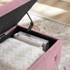 Storage Ottoman Bench, Bedroom End Bench,Velvet Upholstered Storage Bench with Button,Storage Ottoman with Safety Hinge,Flip top,metal leg with footpa