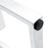 Table and chair set, rectangular dining table, equipped with 0.4 "tempered glass tabletop and white MDF trapezoidal support, paired with lattice armle