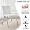 Table and chair set, rectangular dining table, equipped with 0.4 "tempered glass tabletop and white MDF trapezoidal support, paired with lattice armle