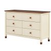 3-Pieces Bedroom Sets Full Size Bear-Shape Platform Bed with Nightstand and Storage dresser,Cream+Walnut