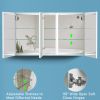 50x30 Inch LED Bathroom Medicine Cabinet Surface Mount Double Door Lighted Medicine Cabinet, Medicine Cabinets for Bathroom with Mirror Defogging, Dim