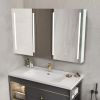 50x30 Inch LED Bathroom Medicine Cabinet Surface Mount Double Door Lighted Medicine Cabinet, Medicine Cabinets for Bathroom with Mirror Defogging, Dim