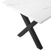 70.87"Modern Square Dining Table with Printed White Marble Table Top+Black X-Shape Table Leg