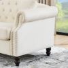 57" Chesterfield Sofa Grey Velvet for Living Room, 2 Seater Sofa Tufted Couch with Rolled Arms and Nailhead for Living Room, Bedroom, Office, Apartmen