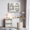 27.56"Glass Doors Modern Two-door Wall Cabinet with Featuring Three-tier Storage for Entryway Living Room Bathroom Dining Room,Wall Cabinet with Chara