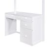 Twin Size Loft Bed with Ladder, Shelves, and Desk, White